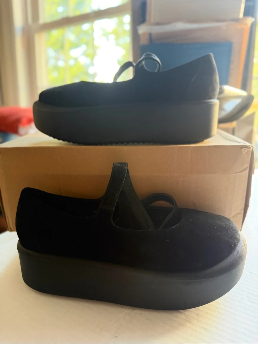 Berry Button Tokyo Bopper Black Ballerina Platform Black Sude Women's Shoes 7